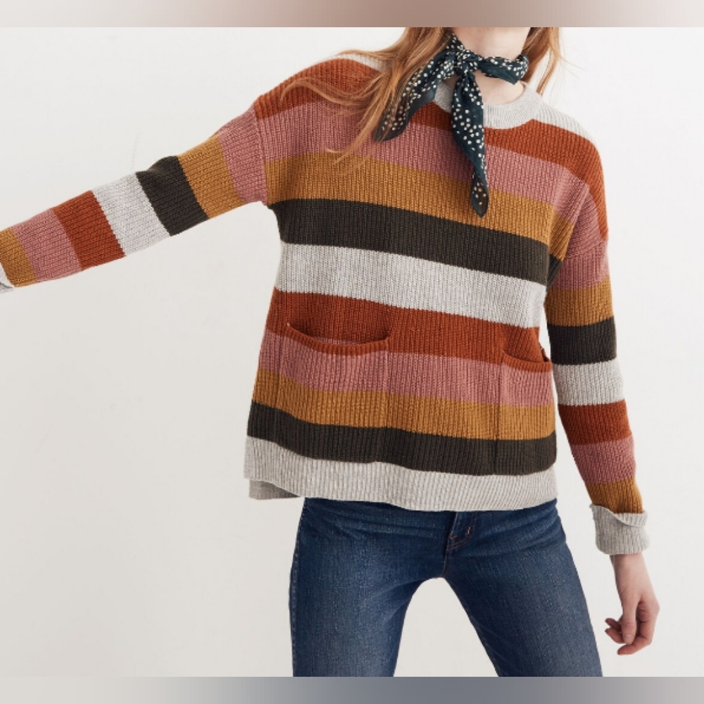 Madewell Patch Pocket Striped Sweater Misses Size Small
